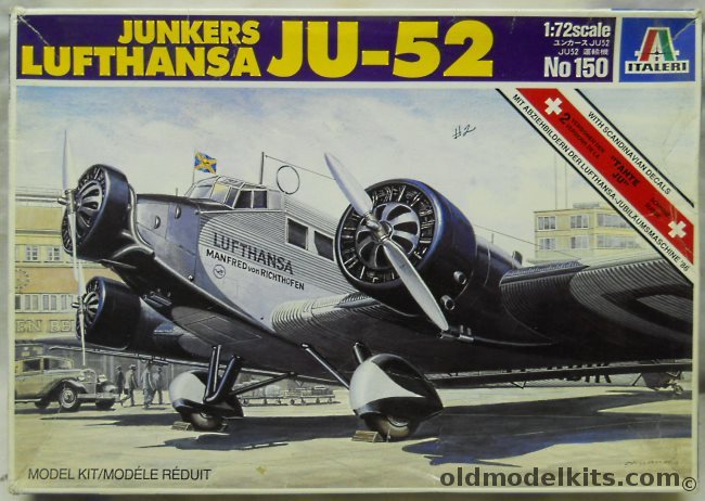 Italeri 1/72 Junkers Lufthansa Ju-52 - 'Manfred von Richtohofen', 150 plastic model kit